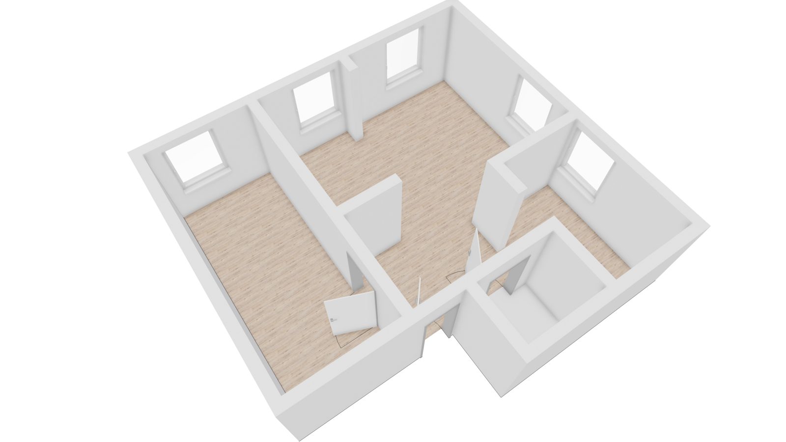 Rzut 3D mieszkania 48 m² w Pruszkowie, ul. Powstańców 4 – widok izometryczny